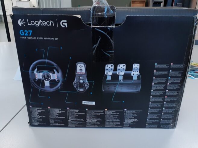 Remise du Black Friday. Volant à retour de force Logitech G27, pédales et boîte d’origine